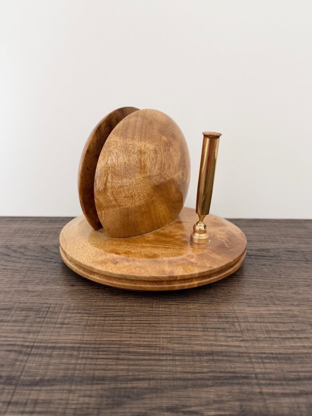 Vintage Oregon Myrtle Wood MCM Letter Holder Mail Organizer Desk Caddy Pen Stand
